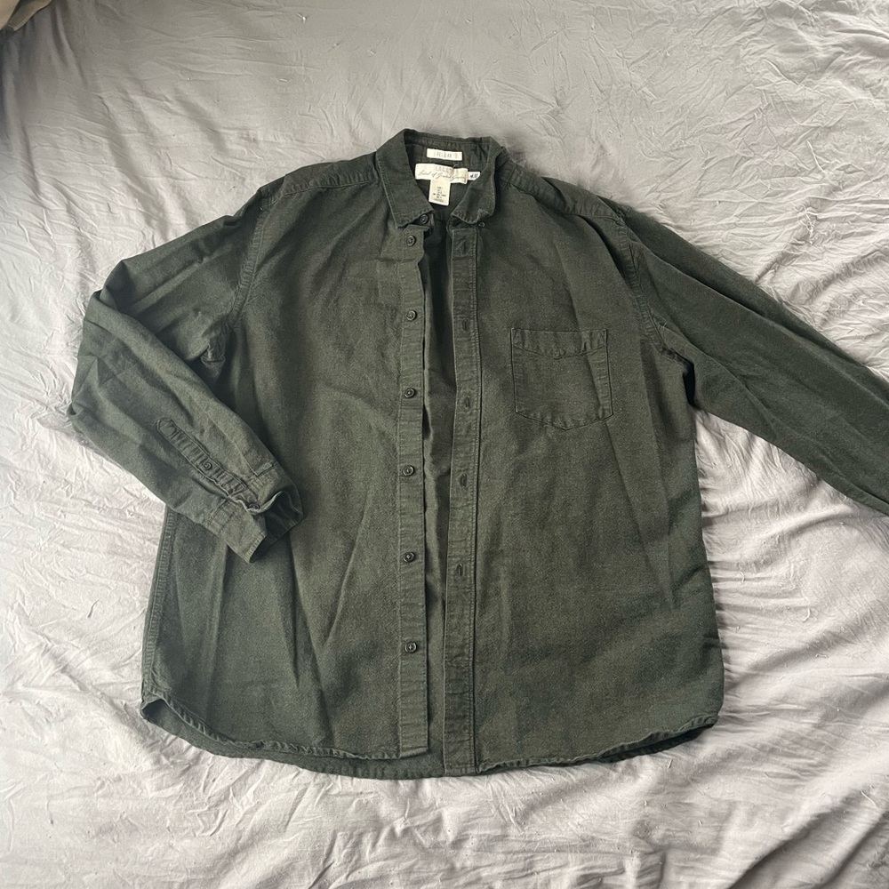 Men's Dark Green Button-Up Jacket